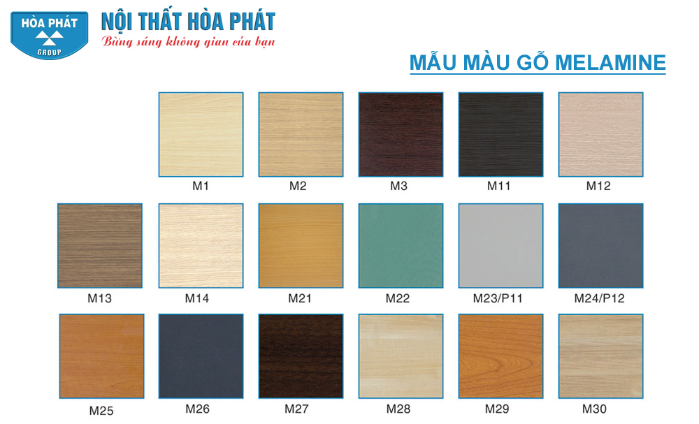 Bảng mẫu màu gỗ Melamine Hòa Phát