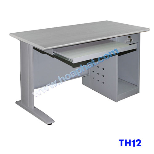 Bàn máy tính chân sắt Hòa Phát TH12 mặt bàn gỗ Laminate